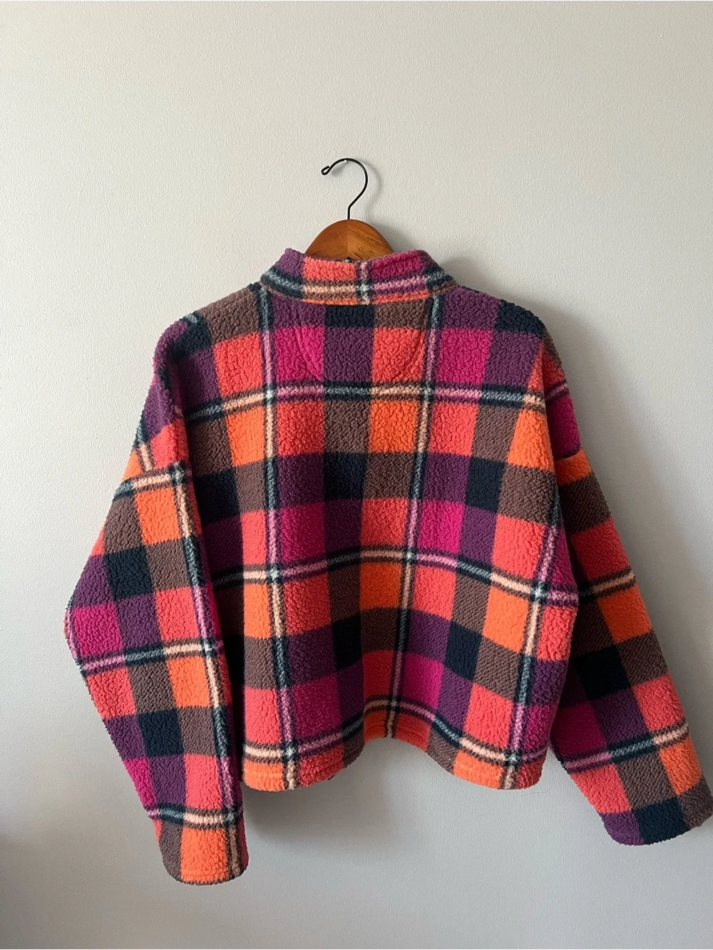 American Eagle Outfitters Plaid Sherpa 1/4 Zip Jacket - Picture 6 of 7
